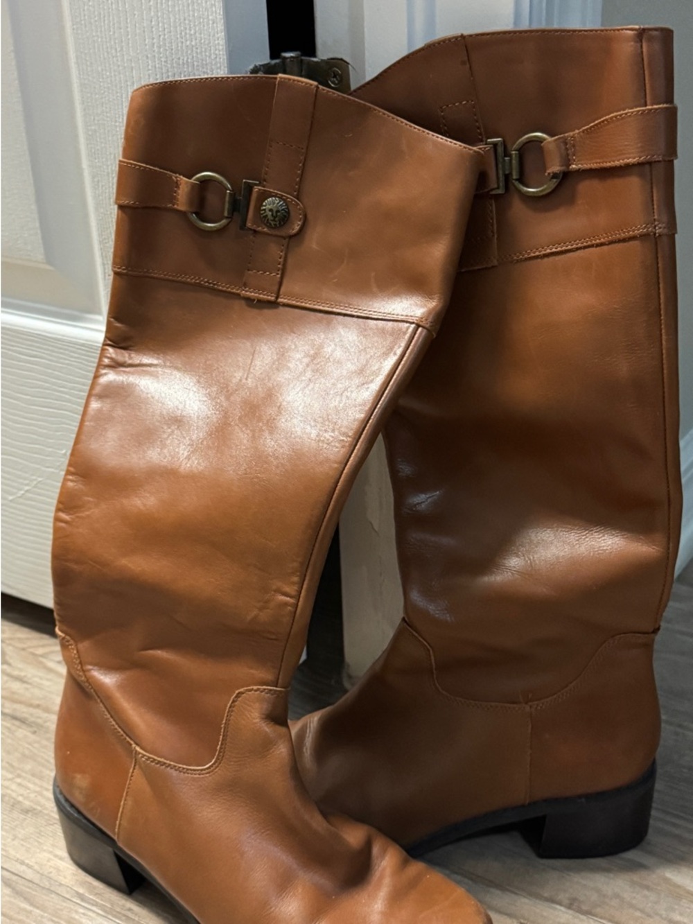 Anne Klein Tall Leather Riding Boots in Brown